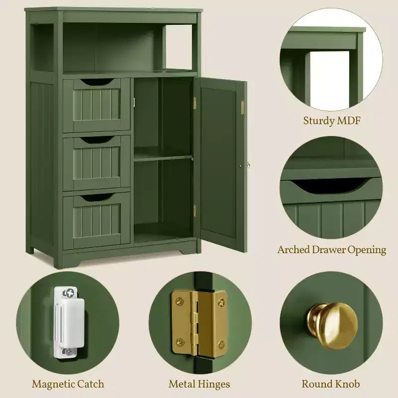 Yaheetech Wooden Floor Cabinet Free Standing Storage Organizer for Living Room