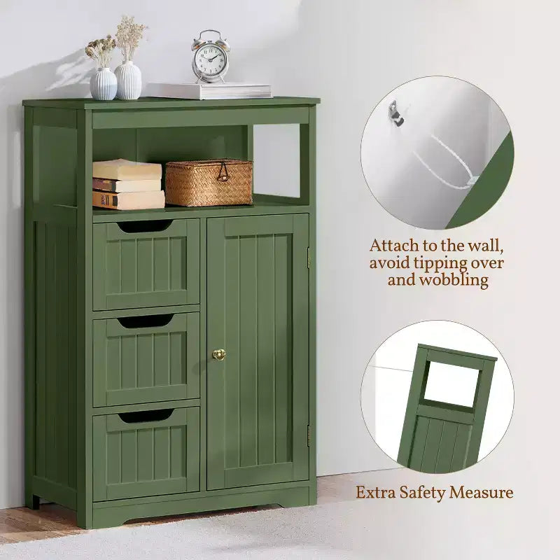Yaheetech Wooden Floor Cabinet Free Standing Storage Organizer for Living Room