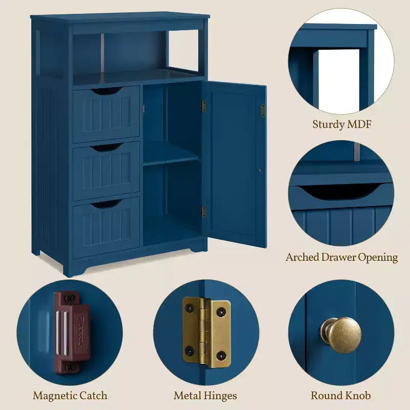 Yaheetech Wooden Floor Cabinet Free Standing Storage Organizer for Living Room