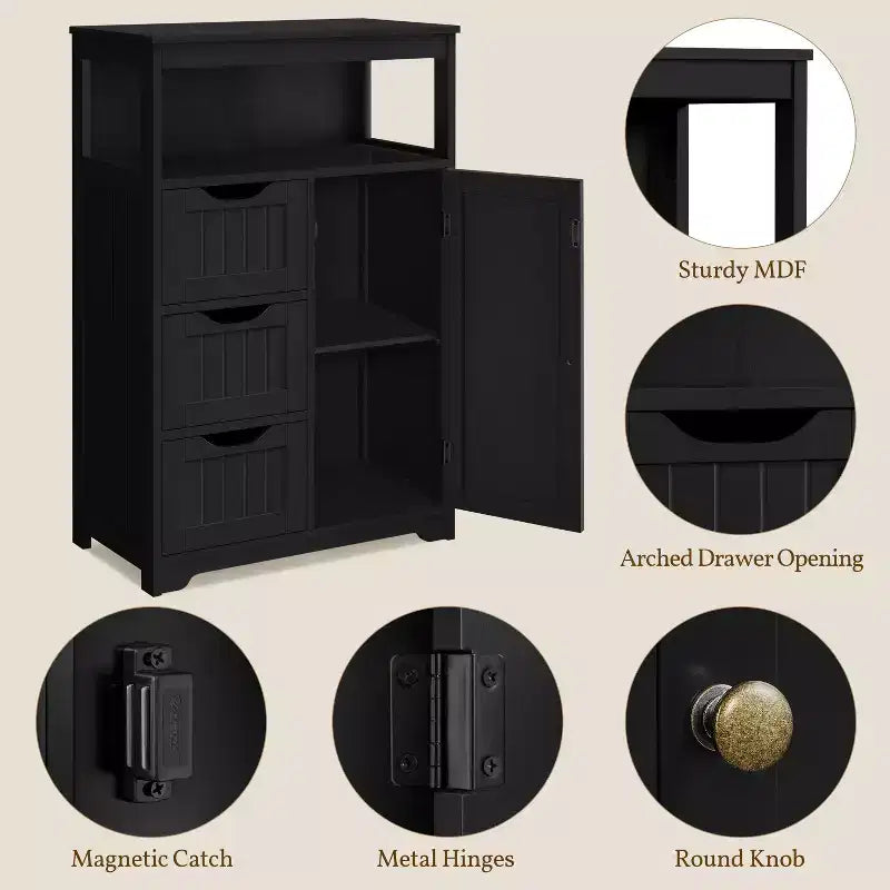 Yaheetech Wooden Floor Cabinet Free Standing Storage Organizer for Living Room