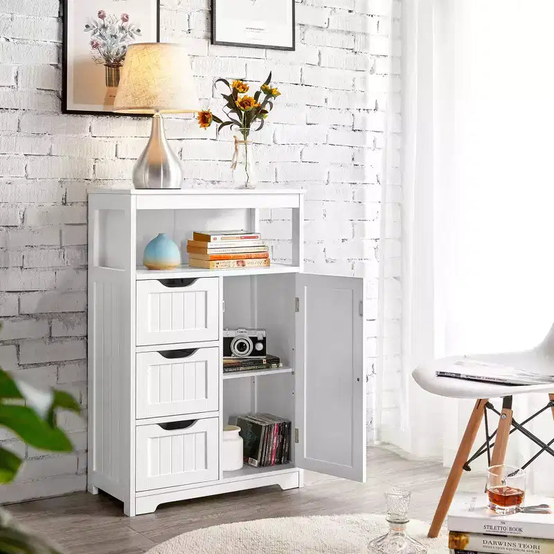 Yaheetech Wooden Floor Cabinet Free Standing Storage Organizer for Living Room