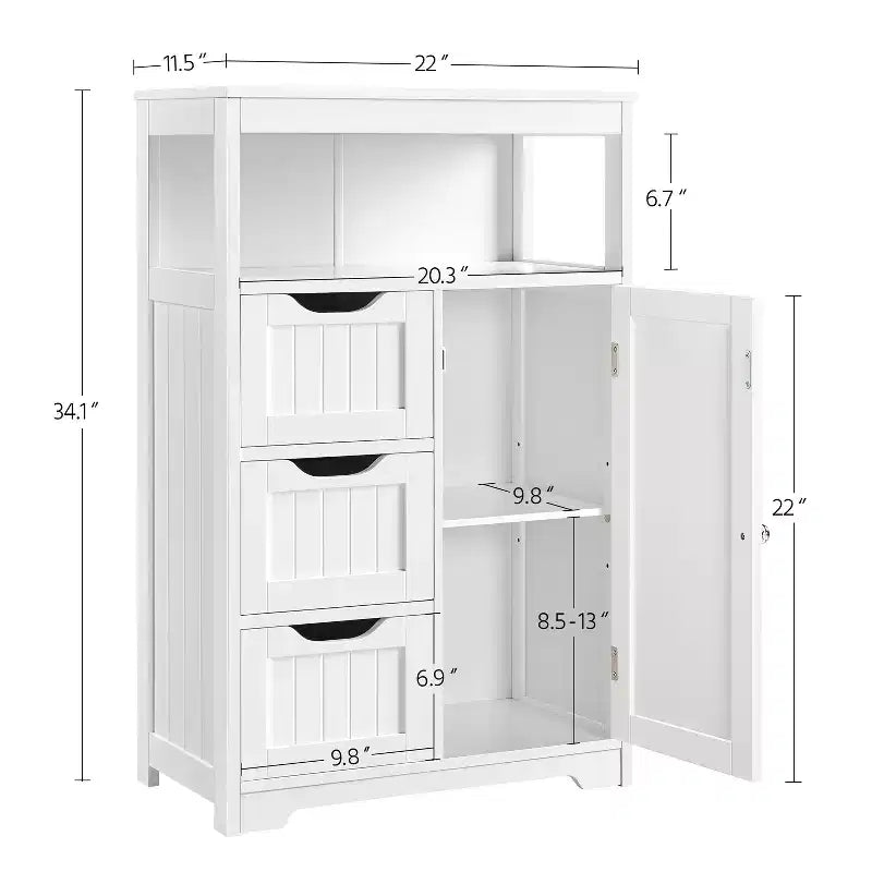 Yaheetech Wooden Floor Cabinet Free Standing Storage Organizer for Living Room