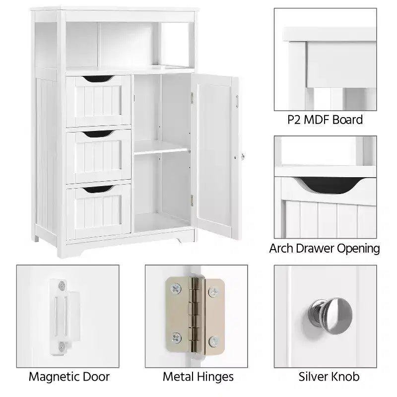 Yaheetech Wooden Floor Cabinet Free Standing Storage Organizer for Living Room