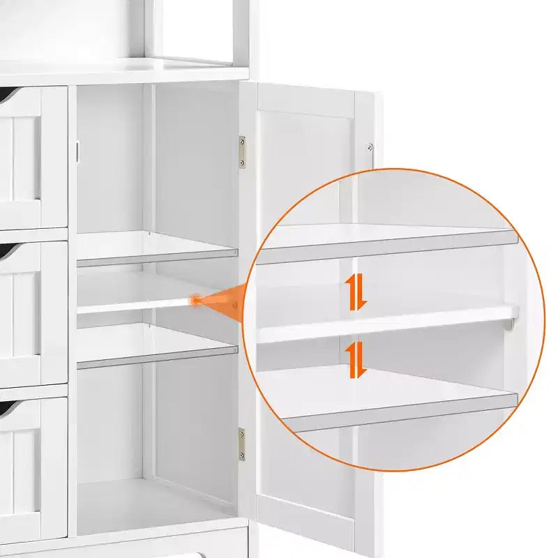 Yaheetech Wooden Floor Cabinet Free Standing Storage Organizer for Living Room