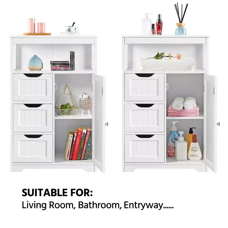 Yaheetech Wooden Floor Cabinet Free Standing Storage Organizer for Living Room