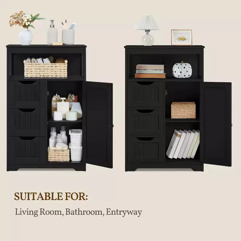 Yaheetech Wooden Floor Cabinet Free Standing Storage Organizer for Living Room