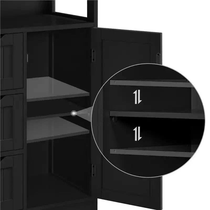 Yaheetech Wooden Floor Cabinet Free Standing Storage Organizer for Living Room