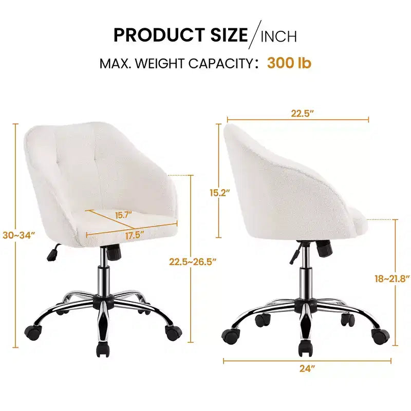 Yaheetech Velvet Desk Chair for Home Office, Soft Height Adjustable 360 Swivel Computer Chair