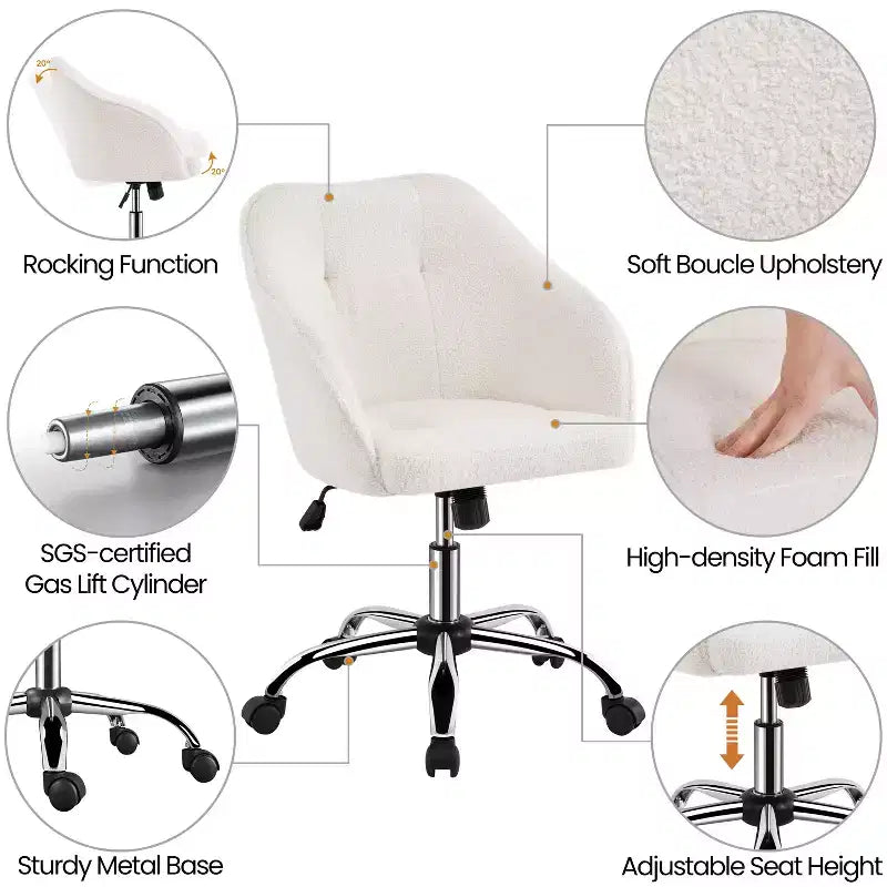 Yaheetech Velvet Desk Chair for Home Office, Soft Height Adjustable 360 Swivel Computer Chair