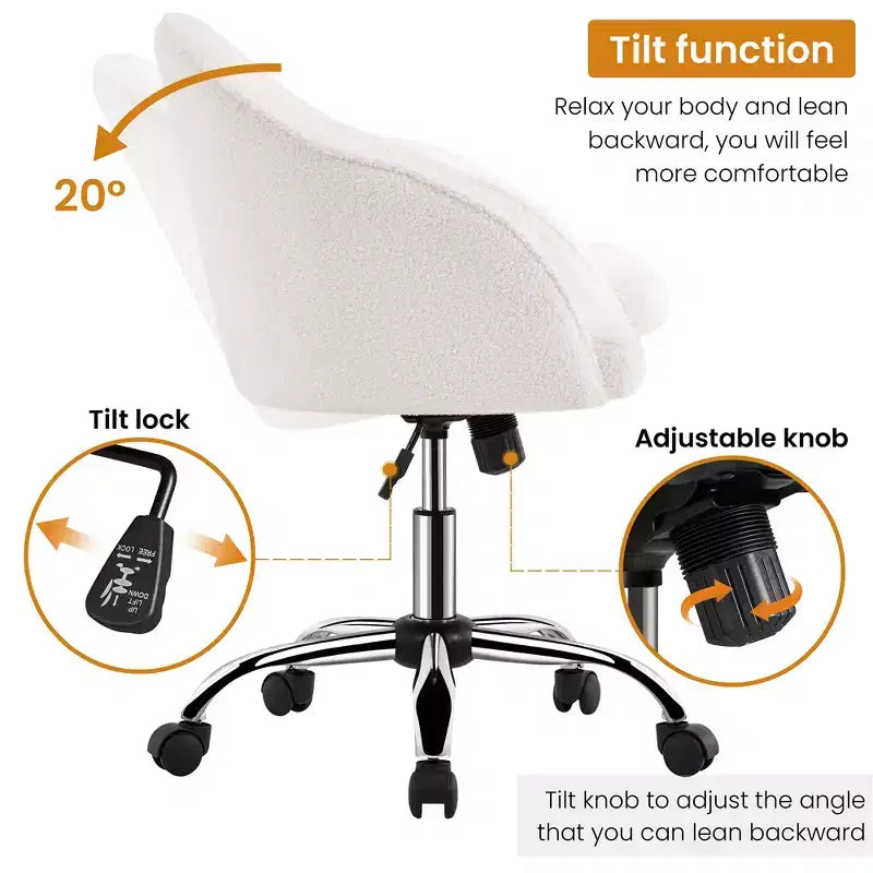 Yaheetech Velvet Desk Chair for Home Office, Soft Height Adjustable 360 Swivel Computer Chair