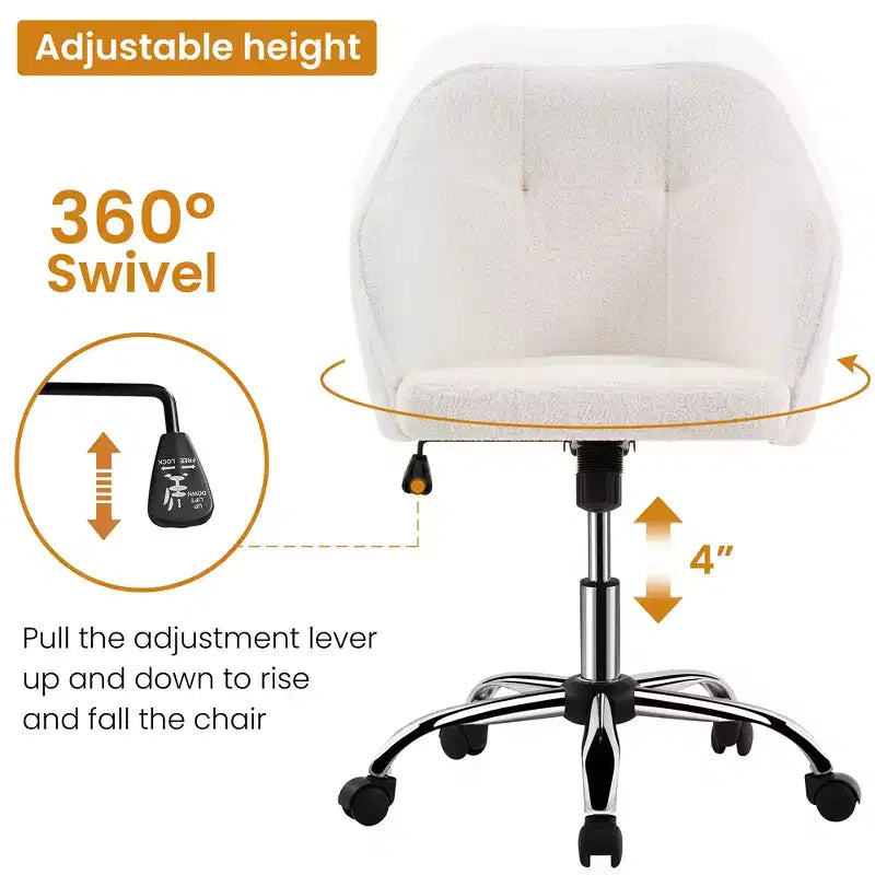 Yaheetech Velvet Desk Chair for Home Office, Soft Height Adjustable 360 Swivel Computer Chair
