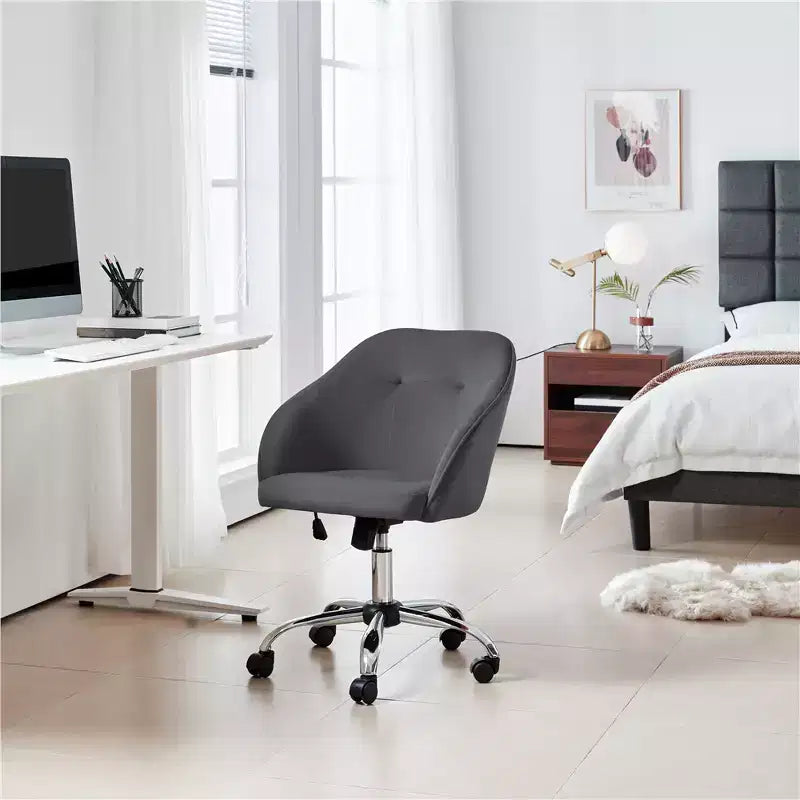 Yaheetech Velvet Desk Chair for Home Office, Soft Height Adjustable 360 Swivel Computer Chair