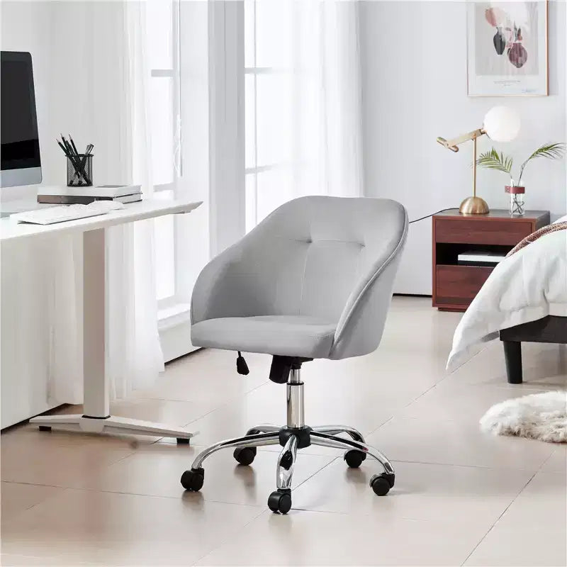 Yaheetech Velvet Desk Chair for Home Office, Soft Height Adjustable 360 Swivel Computer Chair