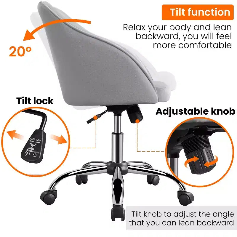 Yaheetech Velvet Desk Chair for Home Office, Soft Height Adjustable 360 Swivel Computer Chair