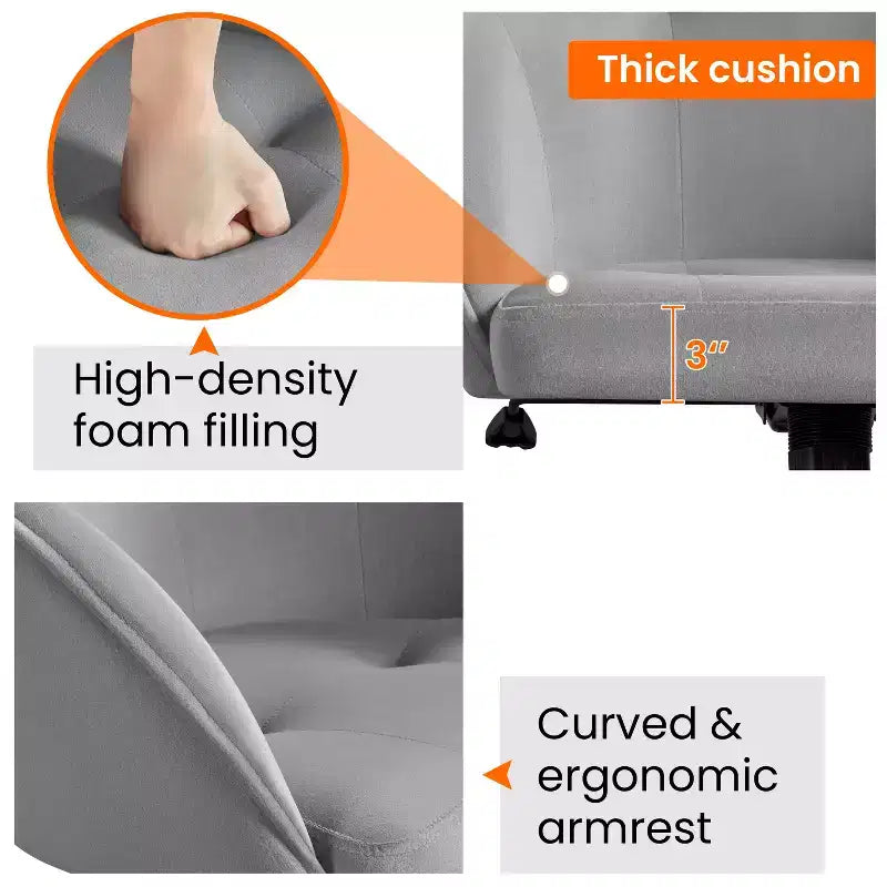 Yaheetech Velvet Desk Chair for Home Office, Soft Height Adjustable 360 Swivel Computer Chair