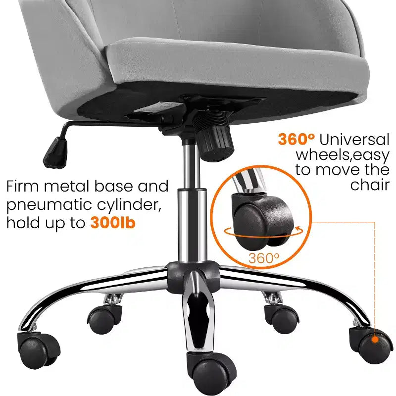 Yaheetech Velvet Desk Chair for Home Office, Soft Height Adjustable 360 Swivel Computer Chair