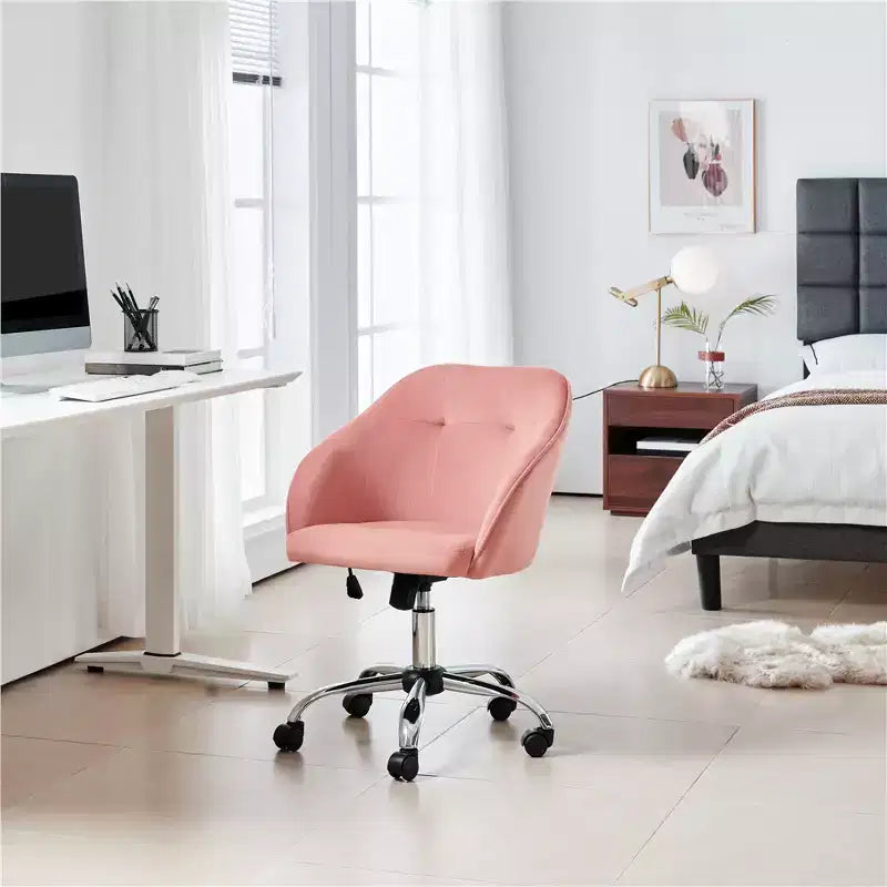 Yaheetech Velvet Desk Chair for Home Office, Soft Height Adjustable 360 Swivel Computer Chair
