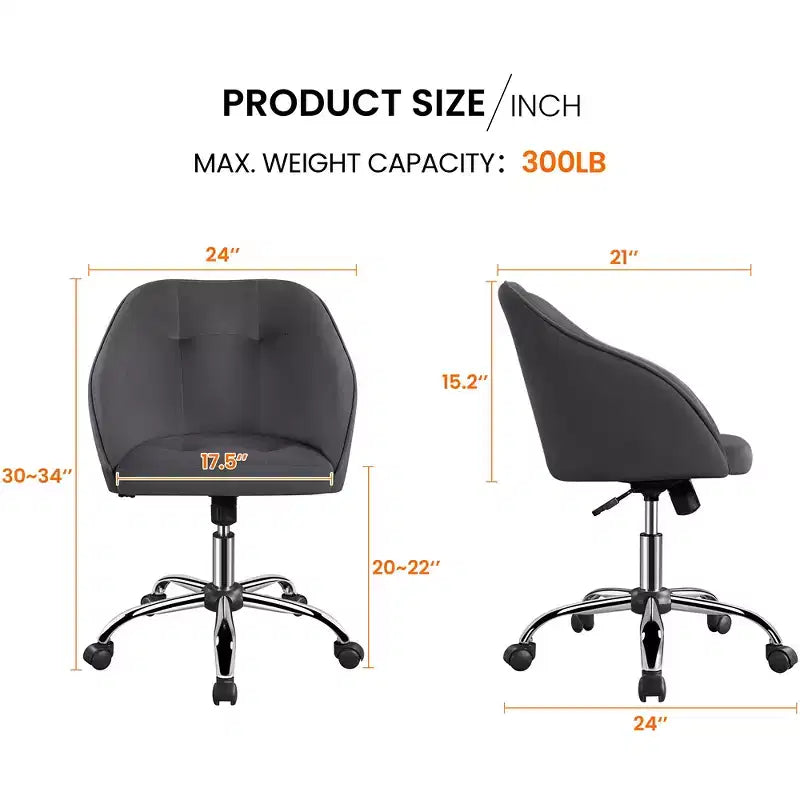 Yaheetech Velvet Desk Chair for Home Office, Soft Height Adjustable 360 Swivel Computer Chair