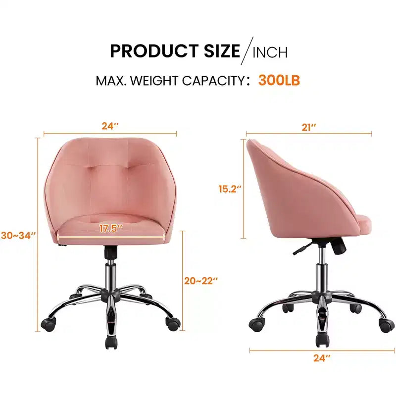 Yaheetech Velvet Desk Chair for Home Office, Soft Height Adjustable 360 Swivel Computer Chair
