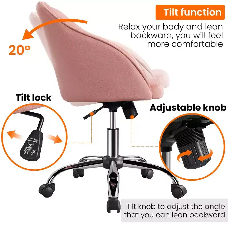 Yaheetech Velvet Desk Chair for Home Office, Soft Height Adjustable 360 Swivel Computer Chair