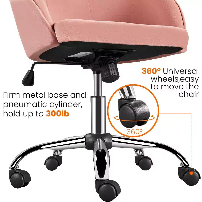 Yaheetech Velvet Desk Chair for Home Office, Soft Height Adjustable 360 Swivel Computer Chair