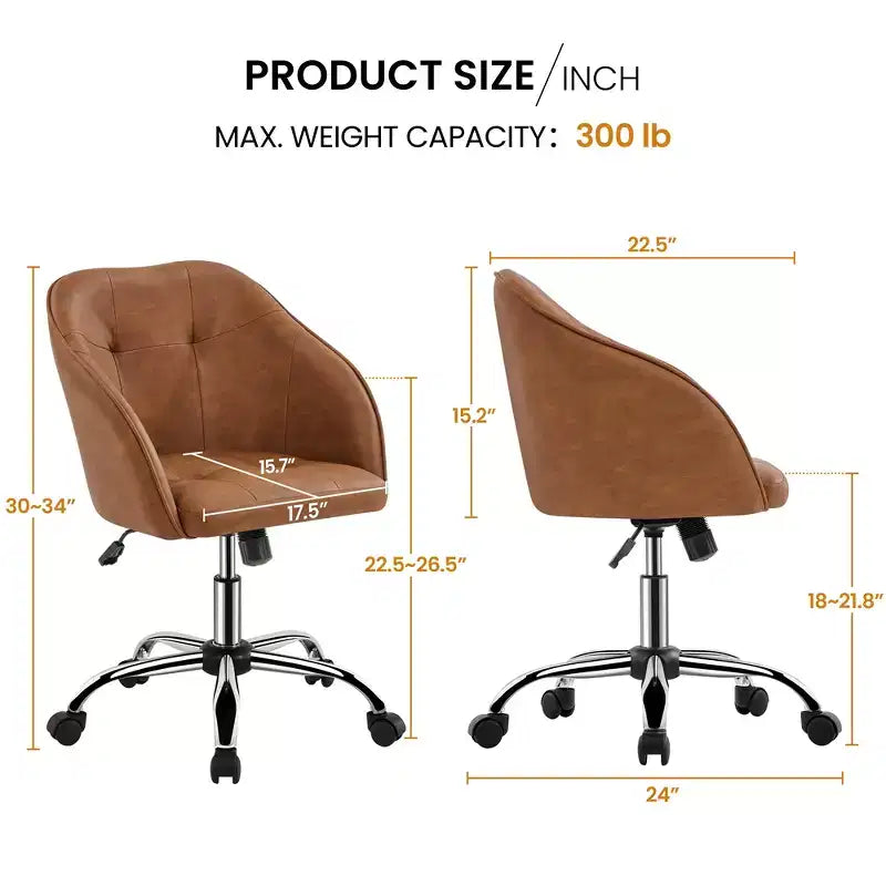 Yaheetech Velvet Desk Chair for Home Office, Soft Height Adjustable 360 Swivel Computer Chair