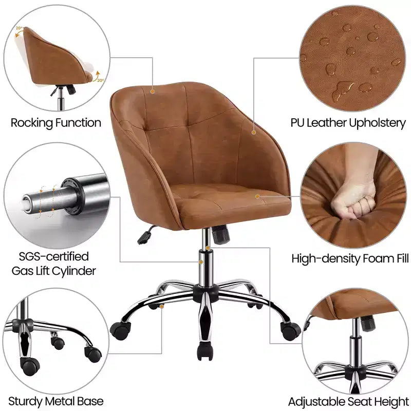 Yaheetech Velvet Desk Chair for Home Office, Soft Height Adjustable 360 Swivel Computer Chair
