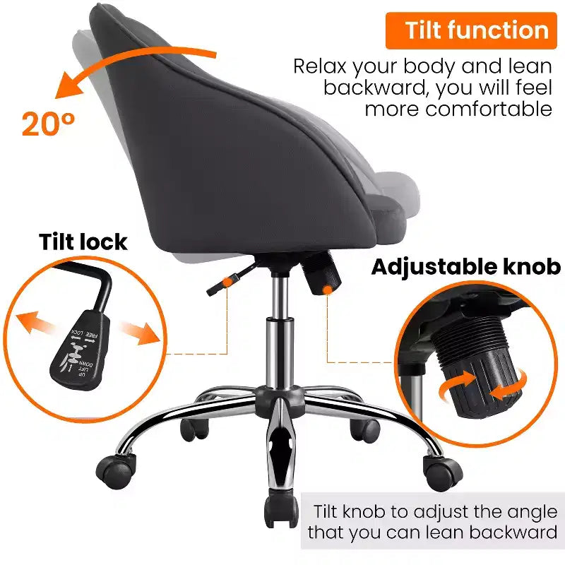 Yaheetech Velvet Desk Chair for Home Office, Soft Height Adjustable 360 Swivel Computer Chair