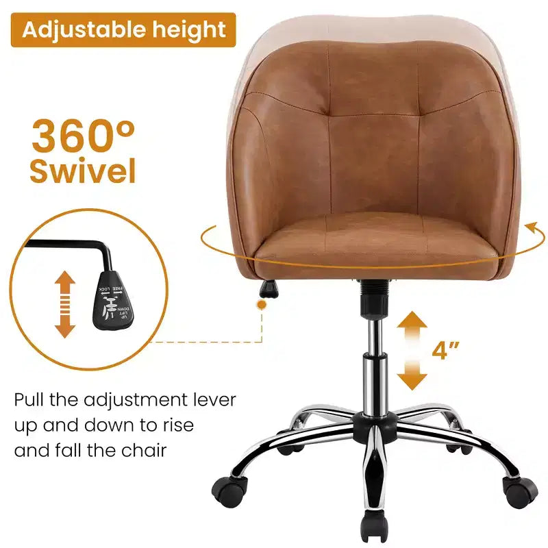 Yaheetech Velvet Desk Chair for Home Office, Soft Height Adjustable 360 Swivel Computer Chair