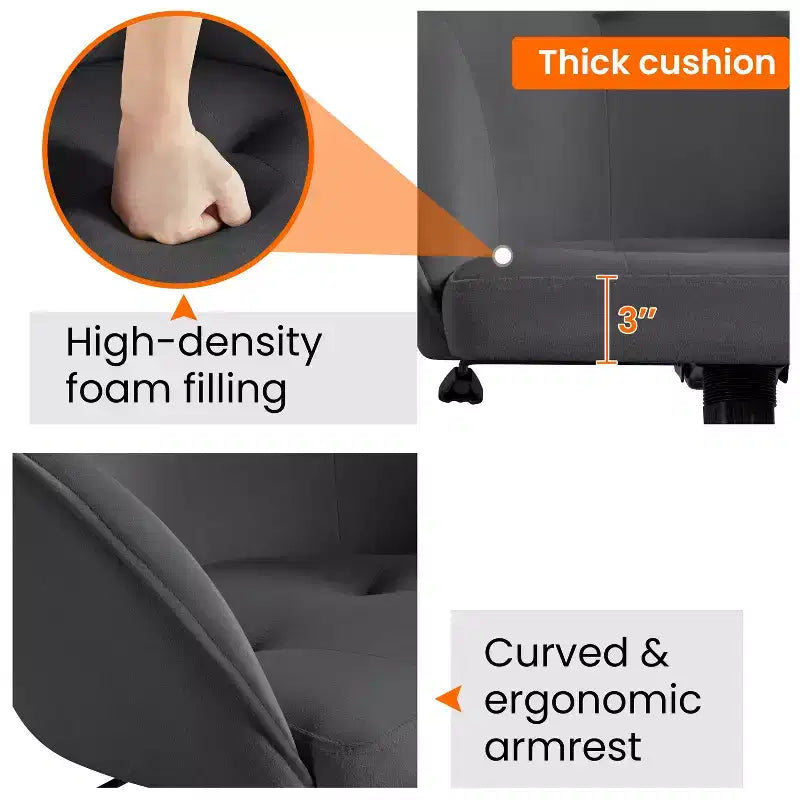 Yaheetech Velvet Desk Chair for Home Office, Soft Height Adjustable 360 Swivel Computer Chair