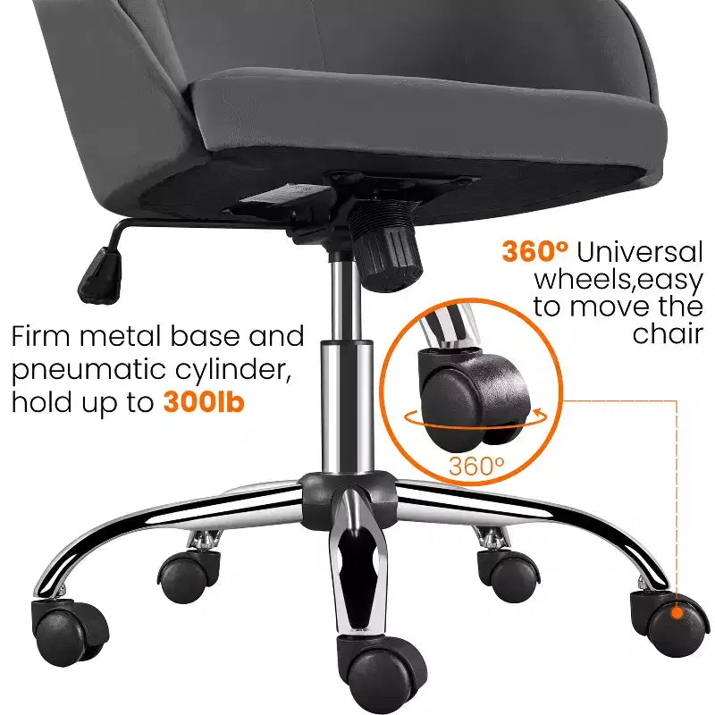 Yaheetech Velvet Desk Chair for Home Office, Soft Height Adjustable 360 Swivel Computer Chair